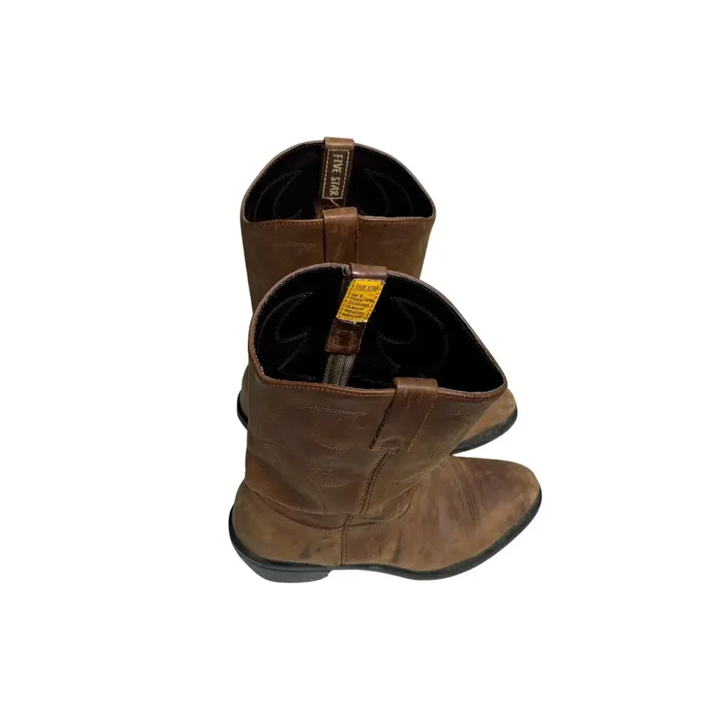 Five Star Western Roper Boots Brown Leather Cowboy Boots Men’s Size 9